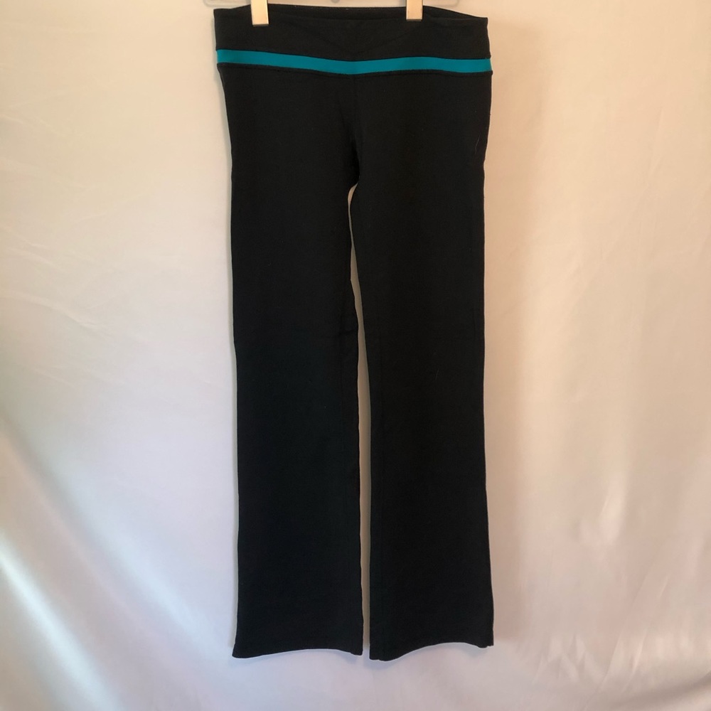 Lululemon black yoga pants with blue band - size 6
